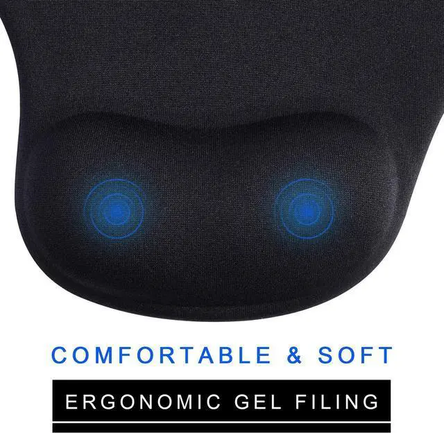 Alt view image 7 of 7 - JIKIOU 2 Pack Mouse Pad Ergonomic Mouse Pad with Gel Wrist Rest Support Comfortable Wrist Rest Mouse Pad with Non-Slip PU Base for Computer Laptop Home Office Travel Small Size 9 x 7.5 inch Black