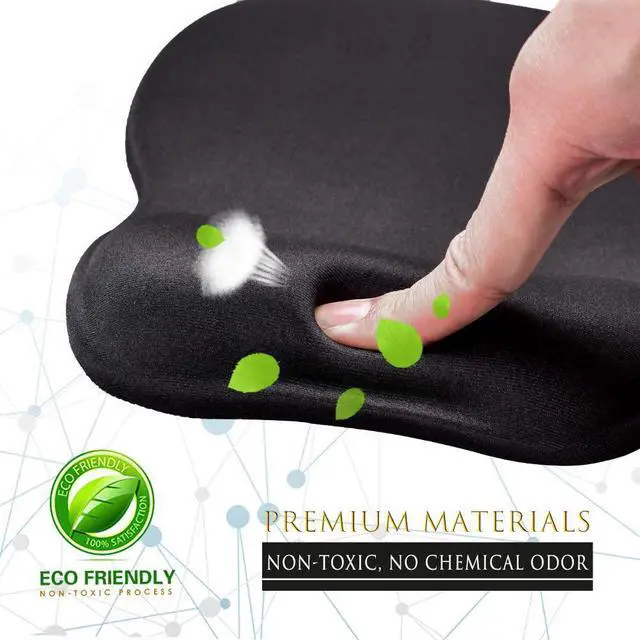 Alt view image 5 of 6 - Ergonomic Mouse Pad with Wrist Support Gel Mouse Pad with Wrist Rest Comfortable Computer Mouse Pad for Laptop Pain Relief Mousepad with Non-slip PU Base for Office & Home 9.4 x 8.1 in Black