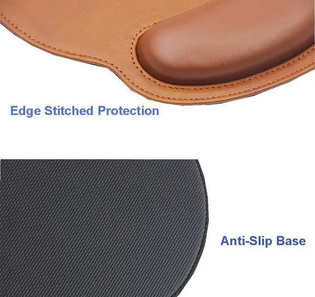 Alt view image 3 of 4 - Ergonomic PU Leather Mouse Pad with Wrist Support,Comfort Memory Foam,Waterproof SurfaceNon- Slip Rubber Base for Computer Laptop & Mac,Lightweight Rest for Home,Office & Travel (Brown)