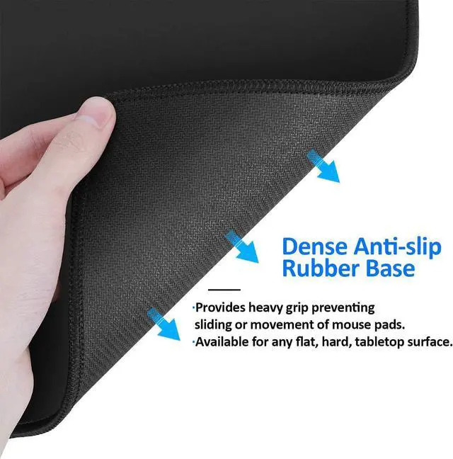 Alt view image 4 of 6 - Mouse Pad with Non-Slip Rubber Base Premium-Textured & Washable Computer Mousepad with Stitched Edges Mouse Pads for Computers Laptop Gaming Office & Home 8.3 x 10.2 in Black