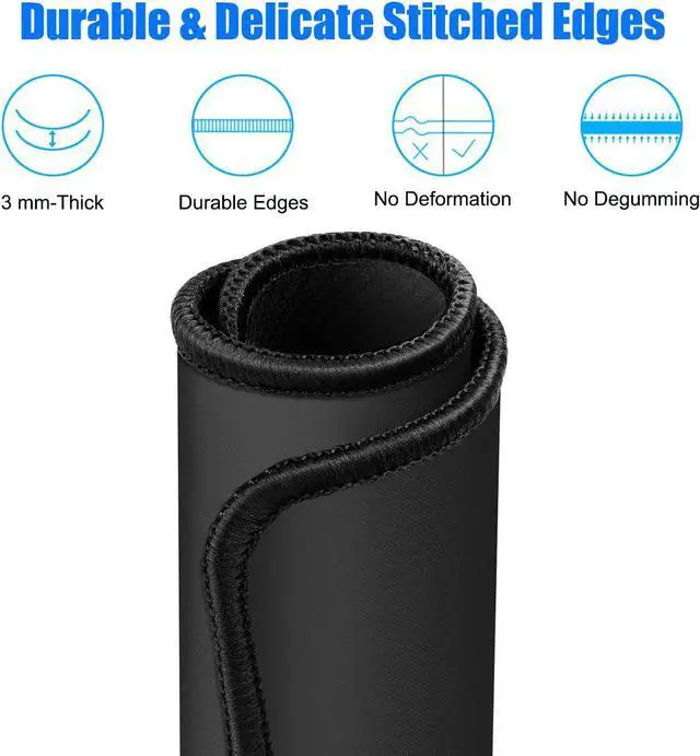 Alt view image 3 of 6 - Mouse Pad with Non-Slip Rubber Base Premium-Textured & Washable Computer Mousepad with Stitched Edges Mouse Pads for Computers Laptop Gaming Office & Home 8.3 x 10.2 in Black
