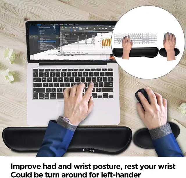 Alt view image 5 of 7 - Gimars Upgrade Enlarge Gel Memory Foam Set Keyboard Wrist Rest Pad Mouse Wrist Cushion Support for Office Computer Laptop Mac Comfortable Lightweight for Easy Typing Pain Relief Black
