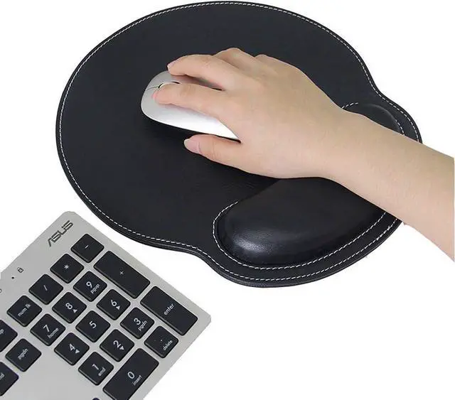 Alt view image 4 of 4 - Ergonomic PU Leather Mouse Pad with Wrist Support,Comfort Memory Foam,Waterproof SurfaceNon- Slip Rubber Base for Computer Laptop & Mac,Lightweight Rest for Home,Office & Travel (Brown)