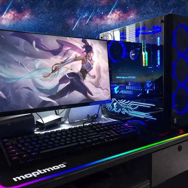 Alt view image 6 of 7 - RGB Gaming Mouse Pad Anime Dragon Mousepad Mat LED with 15 Lighting Modes for Computer 31.5 X 12 Inch (Red)