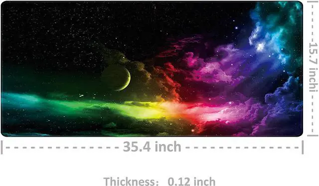 Alt view image 2 of 7 - Corn Extended Mouse Pad Large Gaming Mouse Pad- 35.4x15.7x0.12 inch Computer Keyboard Mouse Mat Non-Slip Mousepad Rubber Base and Stitched Edges for Game Players, Office, Study, Aurora Light Pattern