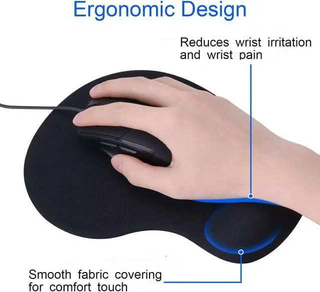 Alt view image 5 of 7 - JIKIOU 2 Pack Mouse Pad Ergonomic Mouse Pad with Gel Wrist Rest Support Comfortable Wrist Rest Mouse Pad with Non-Slip PU Base for Computer Laptop Home Office Travel Small Size 9 x 7.5 inch Black