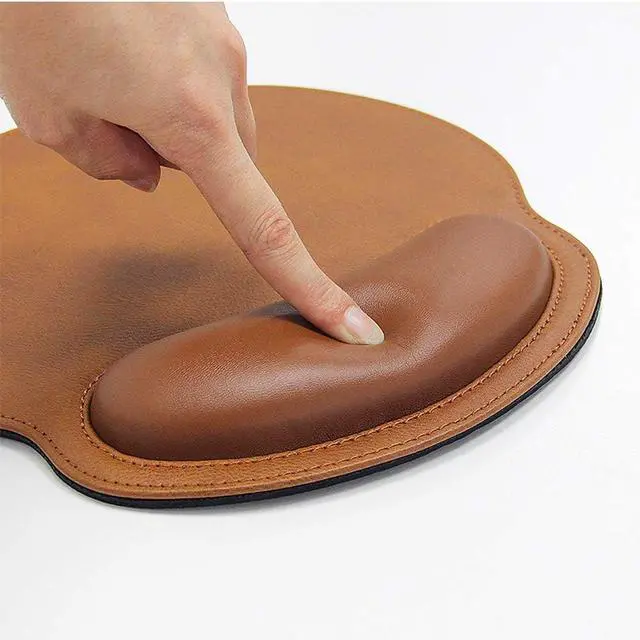 Alt view image 2 of 4 - Ergonomic PU Leather Mouse Pad with Wrist Support,Comfort Memory Foam,Waterproof SurfaceNon- Slip Rubber Base for Computer Laptop & Mac,Lightweight Rest for Home,Office & Travel (Brown)