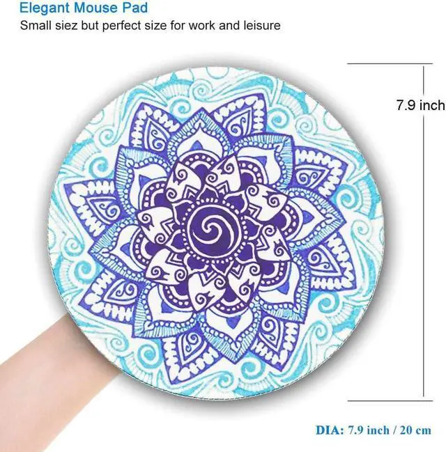 Alt view image 5 of 7 - Mouse Pad Cute Circular Mousepad with Design Beautiful Parttern Mouse Pads with Stitched Edge 7.9X7.9 Inch Small Mouse Mat for Laptop and Computer(Mandala 3Pack)