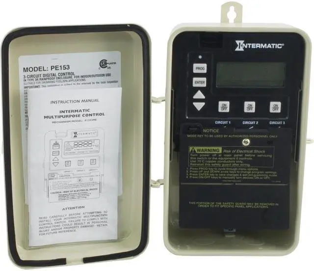 Alt view image 7 of 8 - Intermatic Digital Timer,24 hr.,3 SPST,120/240V  PE153