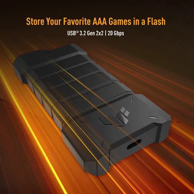 Alt view image 2 of 7 - ASUS TUF Gaming A2- USB-C 3.2 Gen 2x2 Portable SSD Enclosure, Dual M.2 NVMe PCIe and SATA, MIL-STD-810H Drop Resistance, IP68 Water and dust Resistance, Aluminum Alloy Chassis and a Thermal pad