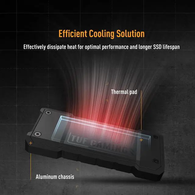 Alt view image 5 of 7 - ASUS TUF Gaming A2- USB-C 3.2 Gen 2x2 Portable SSD Enclosure, Dual M.2 NVMe PCIe and SATA, MIL-STD-810H Drop Resistance, IP68 Water and dust Resistance, Aluminum Alloy Chassis and a Thermal pad