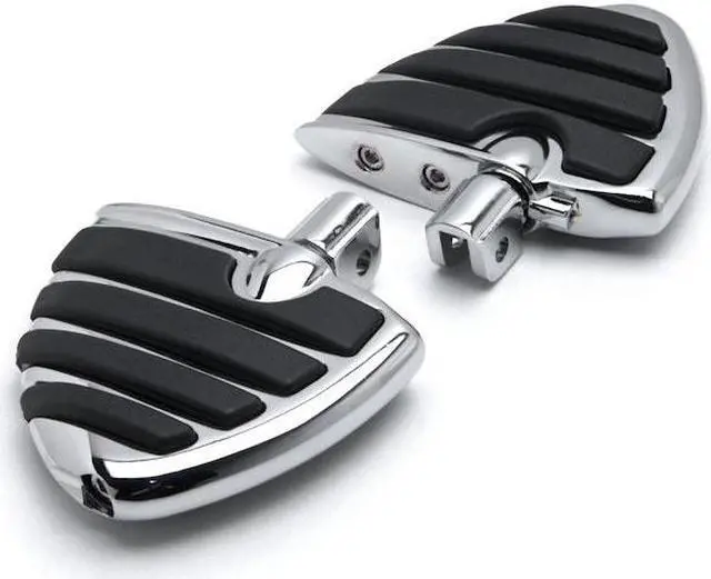 Alt view image 2 of 3 - Chrome Motorcycle Wing Foot Pegs Footrests L+R Compatible with Can-Am Spyder RS Models** 2008-2013 Front