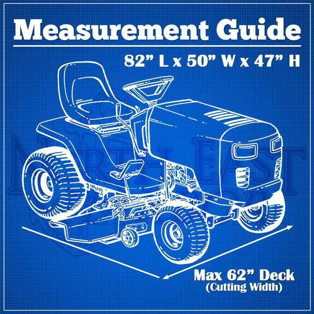 Alt view image 4 of 4 - Deluxe Riding Lawn Mower Tractor Cover Fits Decks up to 62" - Black - 190T Polyester Taffeta PA Coated Water and Sunray Resistant Storage Cover - 82" L x 50" W x 47" H
