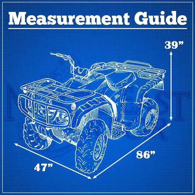 Alt view image 4 of 4 - Deluxe All-Weather Water Repellent ATV Cover - Universal Fits up to 86" Length 4-Wheeler 4X4 ATV Black 190T Cover Protects From Rain, Dust, Snow, and Sun - 86'' L x 47'' W x 39'' H
