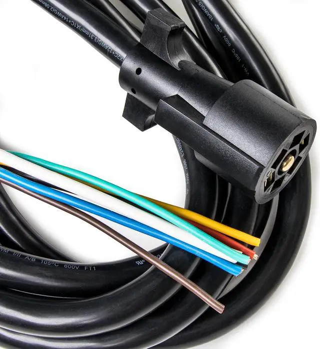 Alt view image 3 of 3 - 15ft. 7-Way Electrical Plug Trailer RV Towing Camper Color Coded Wiring Harness for RV Trailers, Campers, Caravans, Food Trucks and Other Towed Vehicles