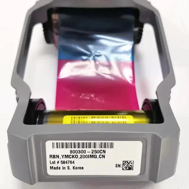 Main image of original 800300-250CN YMCKO color Ribbon cartridge 200 prints for Ze bra ZC100 ZC300 card printers