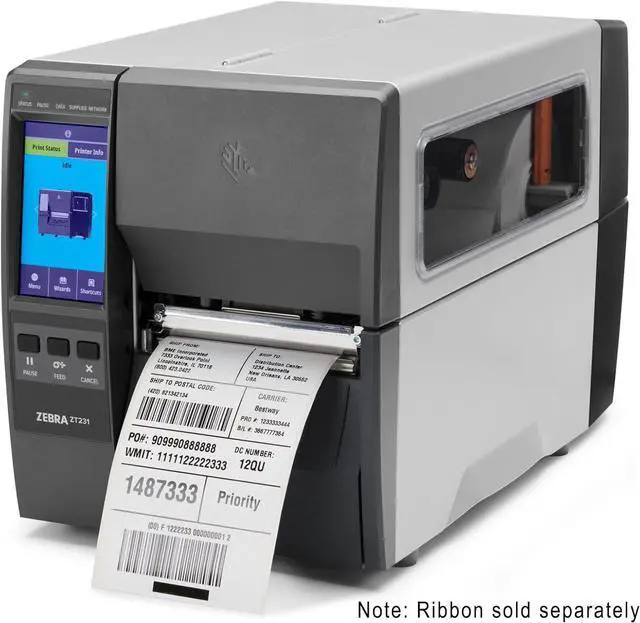 Alt view image 2 of 4 - Ze bra ZT231 300 DPI Thermal Transfer Industrial Printer, ZT231 Upgraded Version of ZT230 Printer, Print Width 4 in Ethernet Bluetooth Serial USB, Includes: Touch Display, Tear Bar