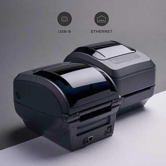 Alt view image 2 of 4 - Ze bra GK420T Thermal Transfer Desktop Printer - USB and Ethernet Connectivity, 203 dpi, 4.25" Max Print Width, Monochrome Bar code Label Printer Printer_Cable