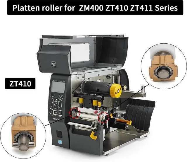 Alt view image 4 of 7 - Platen Roller for Ze bra ZM400 ZT410 ZT411 Thermal Label Bar code Printer,Label Maker Roller Support Printer P/N:79815M P1058930-080, (with Gear)