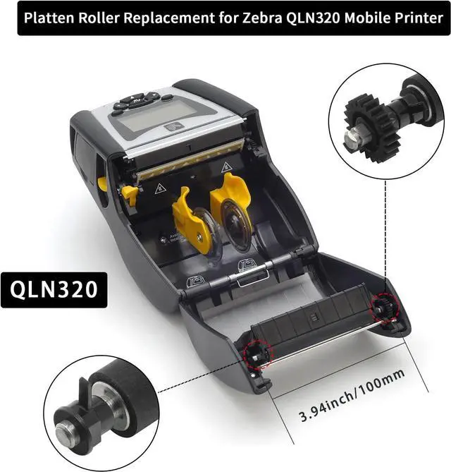 Alt view image 2 of 7 - P1031365-022 Kit Platen Roller with Gear for Ze bra QLN320 ZQ620 Portable Thermal Bar code Label Mobile Printer