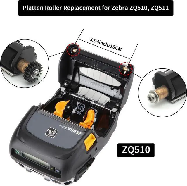 Alt view image 2 of 7 - ZQ510 Platen Roller with Gear for Ze bra ZQ510 ZQ511 Portable Thermal Bar code Label Mobile Printer, Safety Smooth Transfer Roller with Cutter