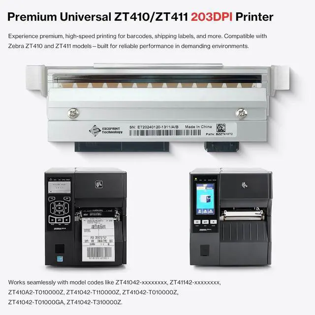 Alt view image 2 of 7 - P1058930-009 Printhead for Ze bra ZT410 ZT411 Thermal Label Bar code Printer 203dpi, Premium Print Head Replacement