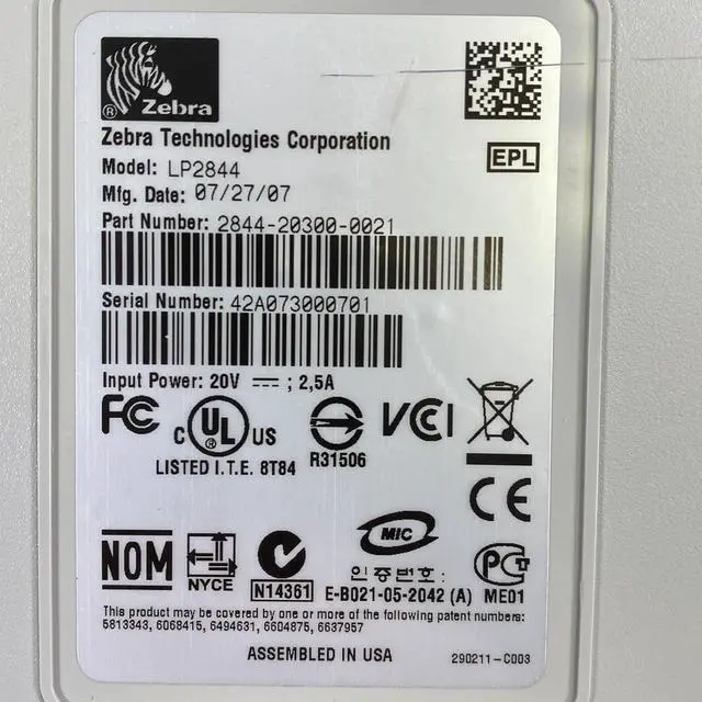 Alt view image 2 of 7 - Ze bra LP2844 Direct Thermal Label Bar code Printer USB Serial Parallel 2844-20300-0021, Bundlle with AC Adapter
