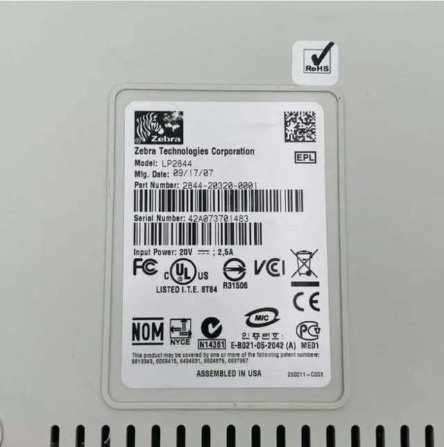 Alt view image 5 of 5 - Ze bra LP2844 Direct Thermal Label Bar code Printer USB Serial Parallel 2844-20320-0001, Bundle with AC Adapter