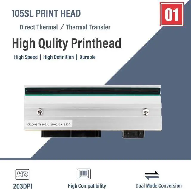 Alt view image 6 of 7 - G32432-1M Thermal Printhead for Ze bra 105SL Label Printer 203DPI Bar code Print Head