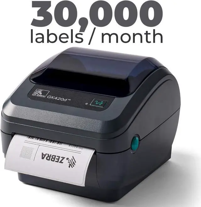 Alt view image 2 of 6 - Ze bra GK420d Direct Thermal Label Printer Bundle - Includes Ze bra Bar code Label Thermal Printer, USB-B Cable and Cleaning Cloth - Monochrome Desktop Printer for USPS, Ethernet Connectivity