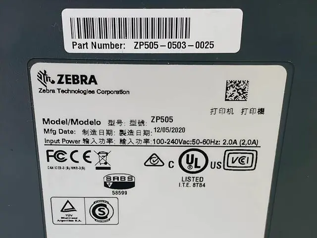 Alt view image 5 of 7 - Ze bra ZP505 Portable Direct Thermal Label Printer Dispenser USB Serial Parallel ZP505-0503-0025, Bundle with Power Cord