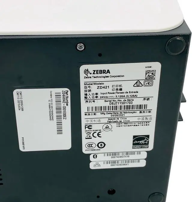 Alt view image 3 of 7 - Ze bra ZD421-HC Direct Thermal Label Printer LAN USB Bluetooth ZD4AH42-D01E00EZ, Bundle with AC Adapter