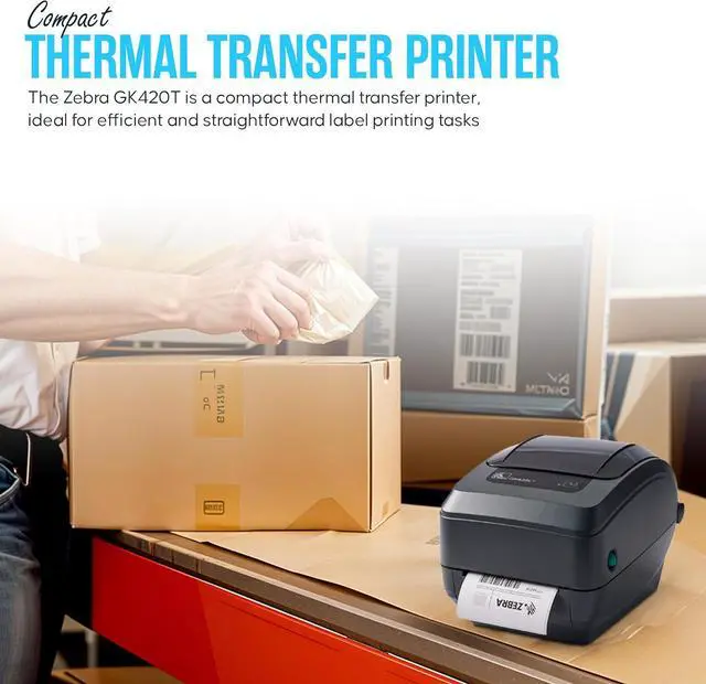 Alt view image 5 of 6 - Ze bra GK420T Thermal Transfer Desktop Printer for Labels, Receipts, Bar codes, Tags, and Wrist Bands - with USB, Ethernet Port Connectivity & Microfiber Cleaning Cloth