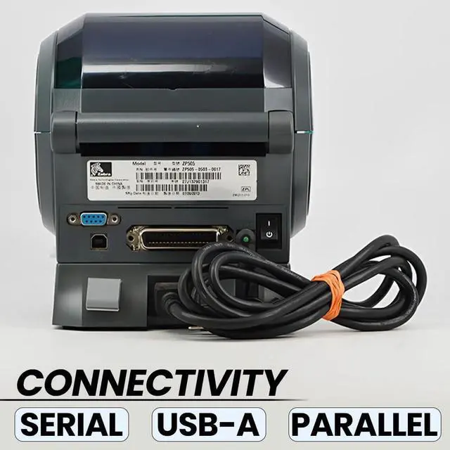 Alt view image 3 of 5 - Ze bra ZP505 Thermal Label Printer Bundle - Includes The Ze bra Thermal Printer ZP 505, USB Cable and Microfiber Cloth - USB, Serial, and Parallel Connectivity, 203 DPI Resolution