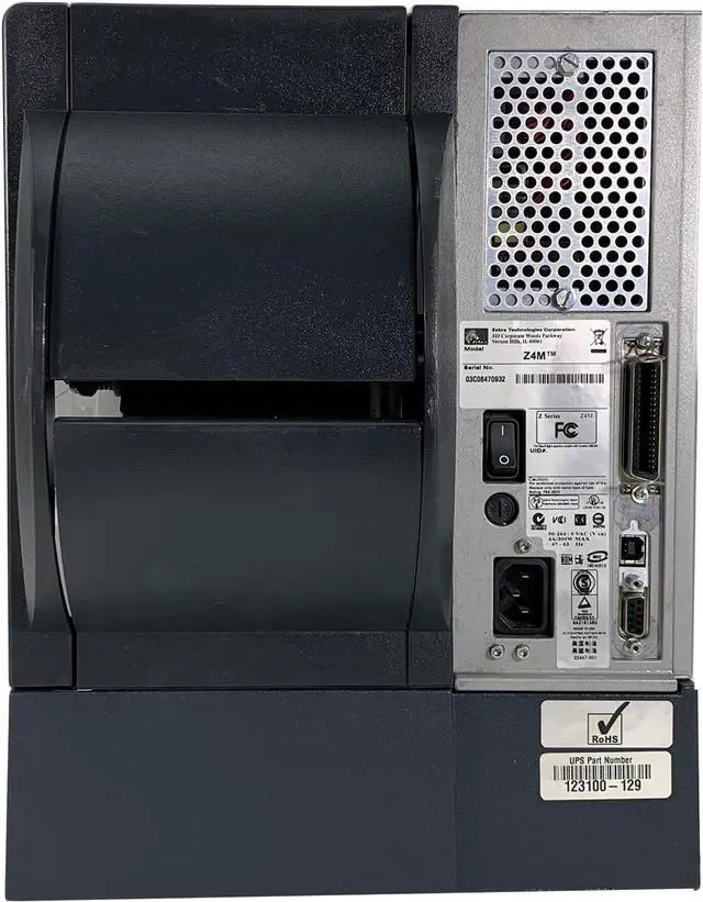 Alt view image 2 of 7 - Ze bra Z4M Plus DT UPS Direct Thermal Label Printer Peel Rewind USB Serial, Bundle with Power Cord