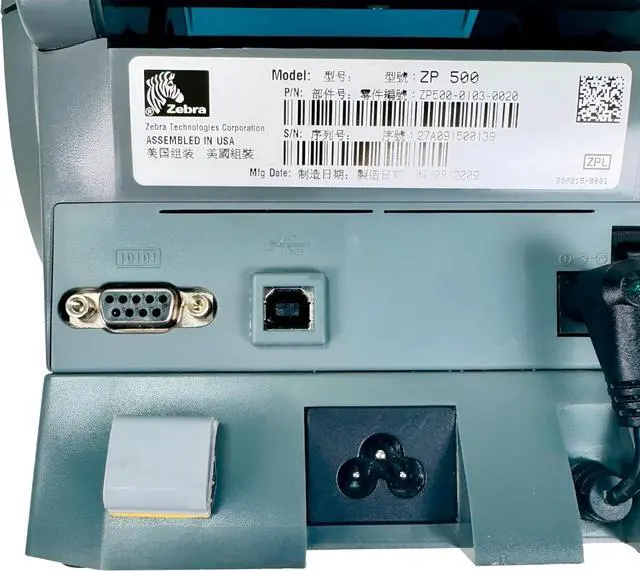 Alt view image 3 of 7 - Ze bra ZP500 Plus Portable Direct Thermal Label Printer USB Serial ZP500-0103-0020, Bundle with Power Cord and USB Cable