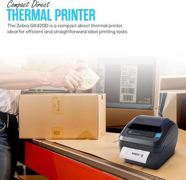 Alt view image 5 of 6 - Ze bra GX420D Direct Thermal Label, Receipt & Bar code Printer - with USB 2.0 Cable, 4x6 Label Roll, 24V - USB, Serial and Ethernet Connectivity