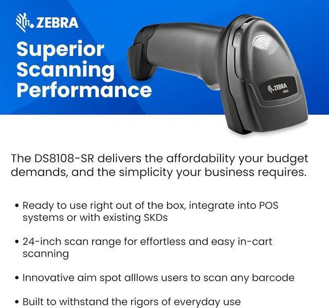 Alt view image 3 of 4 - Ze bra DS8108-SR Bar code Scan ner | High Resolution 1D 2D QR Code Scan ner | USB Kit | Shielded USB Cable | Corded