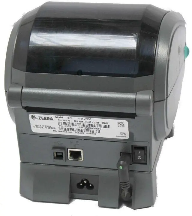 Alt view image 2 of 3 - Ze bra ZP 450 ZP450-0201-0000A Direct Thermal Bar code Label Printer Network USB Peeler 203dpi