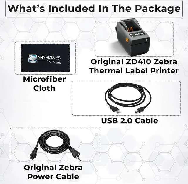 Alt view image 2 of 6 - Ze bra ZD410 Direct Thermal Monochrome Desktop Printer - Wired Thermal Printer with 2" Print Width - Office Desk Printer with USB Ethernet Connectivity