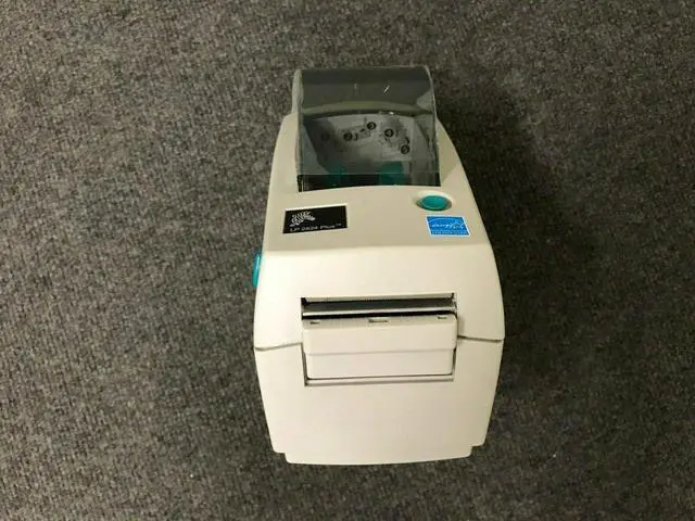 Alt view image 5 of 7 - #S6B Ze bra LP 2824 Plus 282P-201510-000 Ethernet Printer W/Adapter & Cables