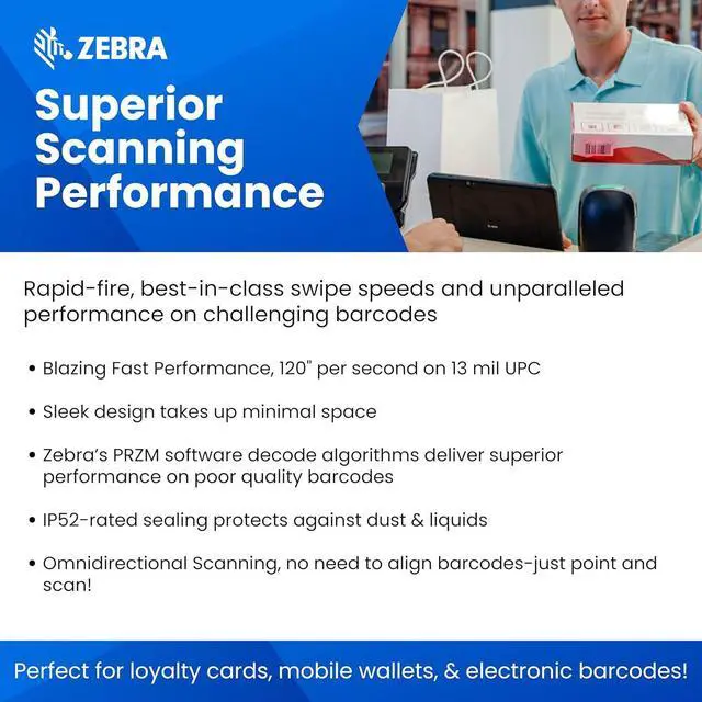 Alt view image 3 of 4 - Ze bra DS9308-SR Bar code Scan ner | 1D 2D QR Code Scan ner | USB Kit with Shielded USB Cable | Corded | Deactivate Anti-Theft Tags | Handsfree