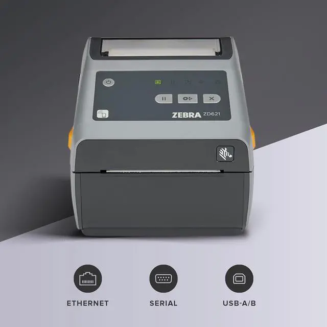 Alt view image 2 of 6 - Ze bra ZD621 Direct Thermal Desktop Printer 300 dpi Print Width 4-inch USB Serial Ethernet ZD6A043-D01F00EZ