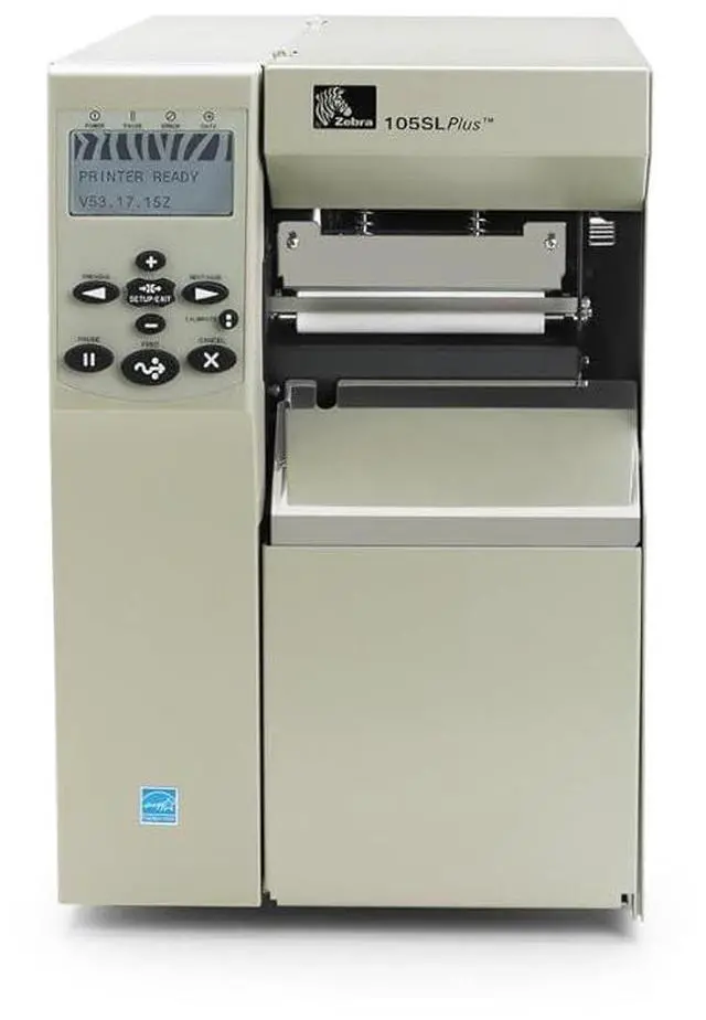 Main image of Ze bra TECHNOLOGIES 105SLPlus Thermal Transfer Printer - Monochrome - Desktop - Label Print / 12.01 in/s Mono - 203 dpi - Fast Ethernet - USB - LCD / 102-801-00200 /