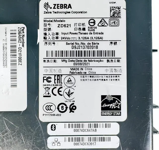 Alt view image 3 of 6 - Ze bra ZD621 ZD6A042-D21F00EZ Direct Thermal Label Printer Cutter USB LAN BT, Bundle with AC Adapter USB and Ethernet Cables