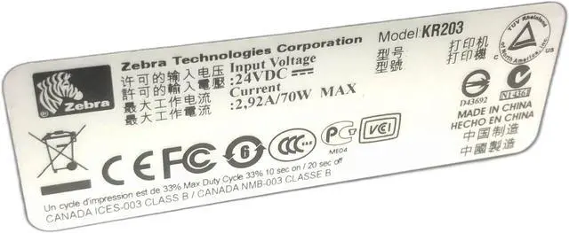 Alt view image 5 of 5 - Ze bra Technologies Ze bra Kr203 Direct Thermal Printer - Monochrome - Wall Mount - Receipt Print - 3.30 Print Width