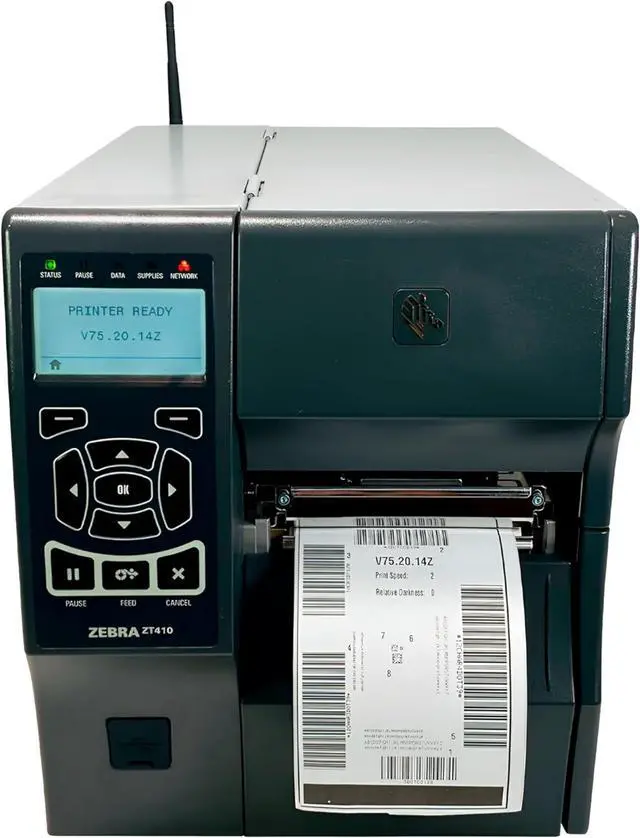 Main image of Ze bra ZT410 Industrial Thermal Transfer Label Printer 300 dpi BT WiFi LAN USB ZT41043-T01A000Z, Bundle Power Cord USB and Ethernet Cables