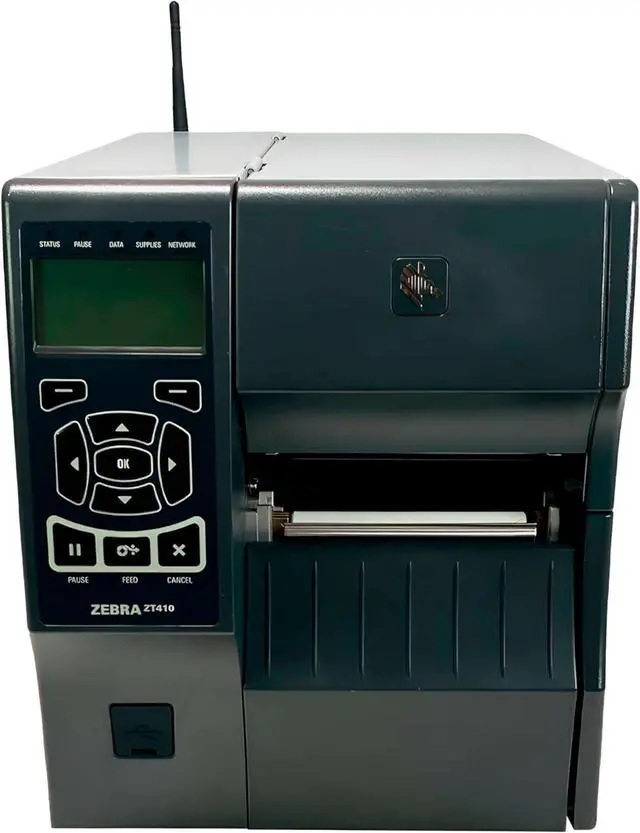 Alt view image 4 of 7 - Ze bra ZT410 Industrial Thermal Transfer Label Printer 300 dpi BT WiFi LAN USB ZT41043-T01A000Z, Bundle Power Cord USB and Ethernet Cables