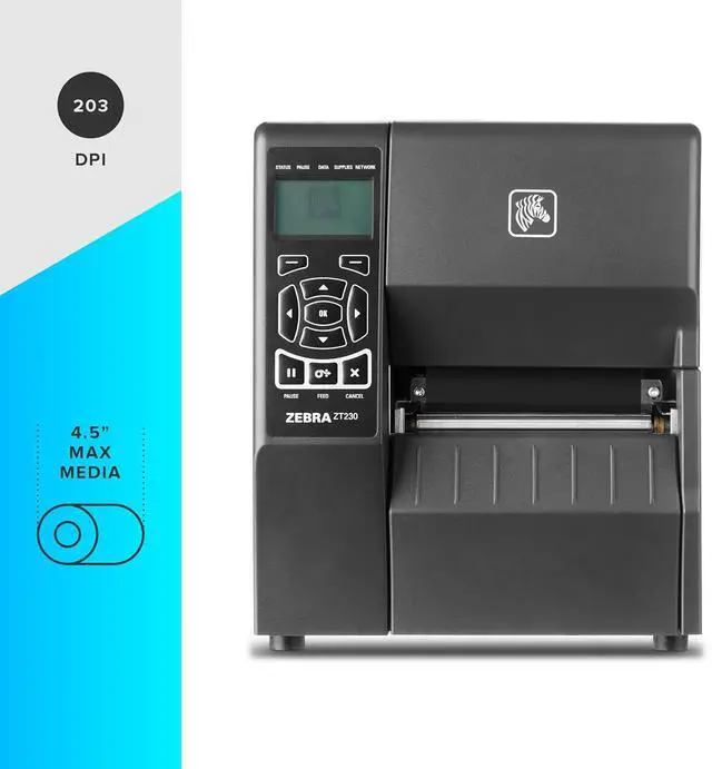 Alt view image 3 of 7 - Ze bra Technologies ZT23042-T01000FZ ZT230 Label Printer, Monochrome, Direct Thermal/Thermal Transfer