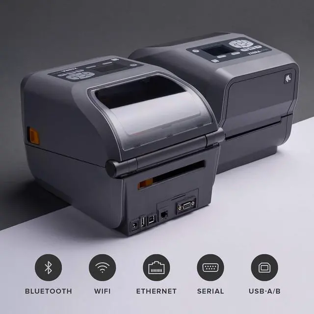 Alt view image 2 of 7 - Ze bra ZD620t Thermal Transfer Desktop Printer with LCD Screen 203 dpi Print Width 4 in WiFi Bluetooth USB Serial Ethernet ZD62142-T01L01EZ
